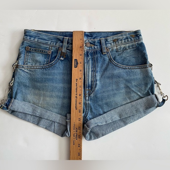 R13 $345 Hook Adjustable Cut Off Cuffed Jasper Blue Denim Jean Shorts SZ 27 - Picture 6 of 16